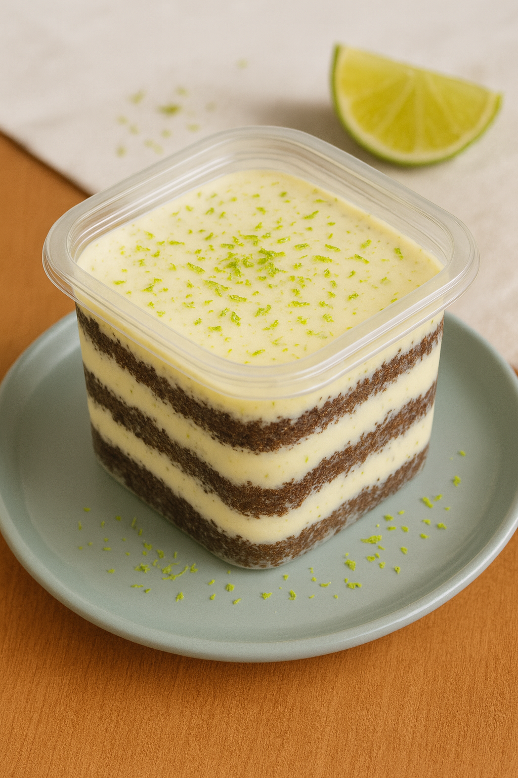 Cocoa Cake in a Jar with Lemon Mousse and Zest